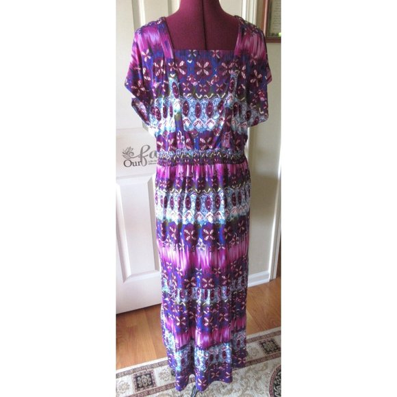 Elegant Tantrums Tie Dyed Sleeveless V-Neck Long Dress Multi-Color Size Medium - Picture 3 of 11